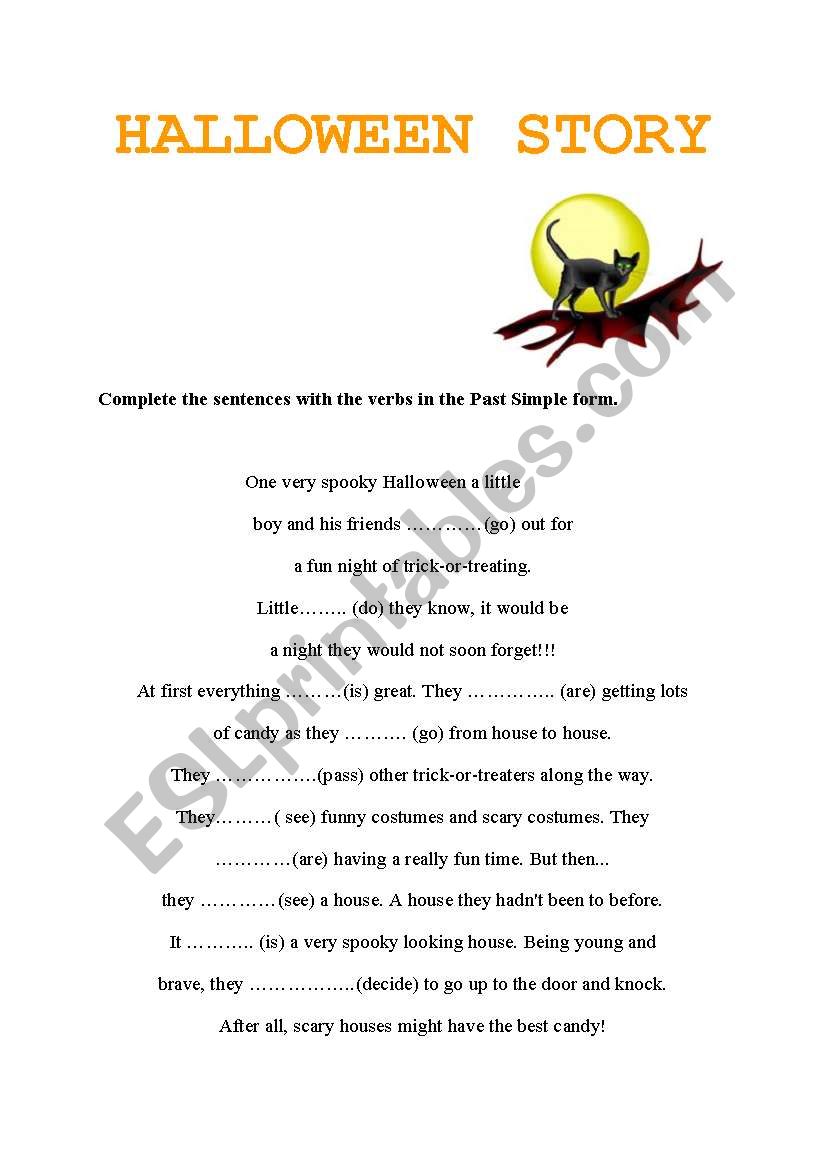 Halloween story/ Past Simple worksheet