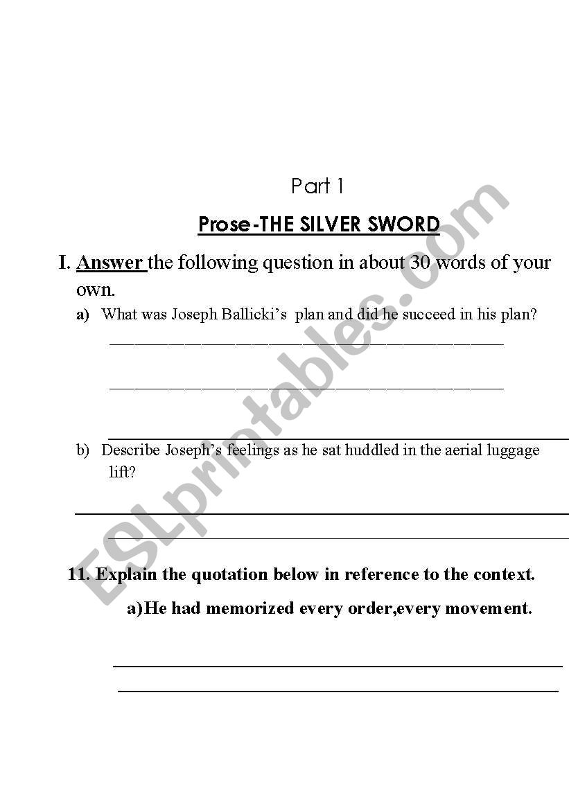 English Literature Worksheets For Grade 1