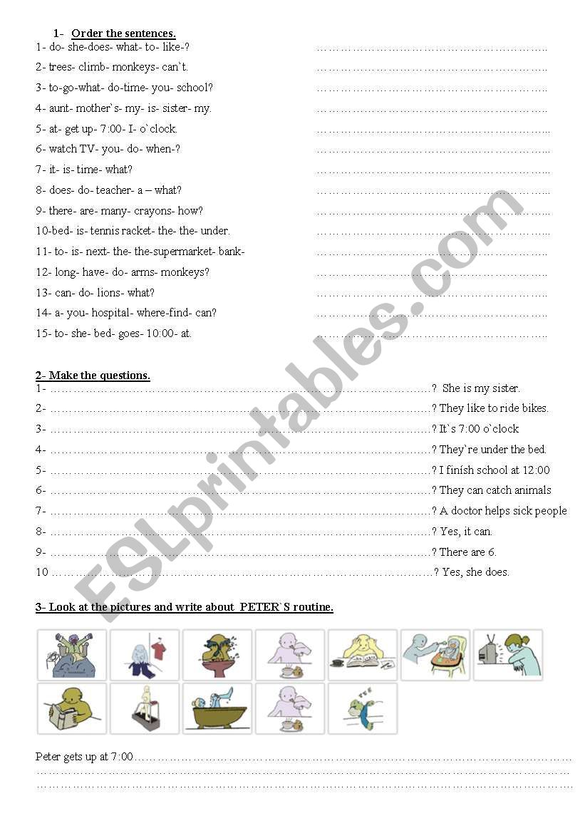 routine worksheet