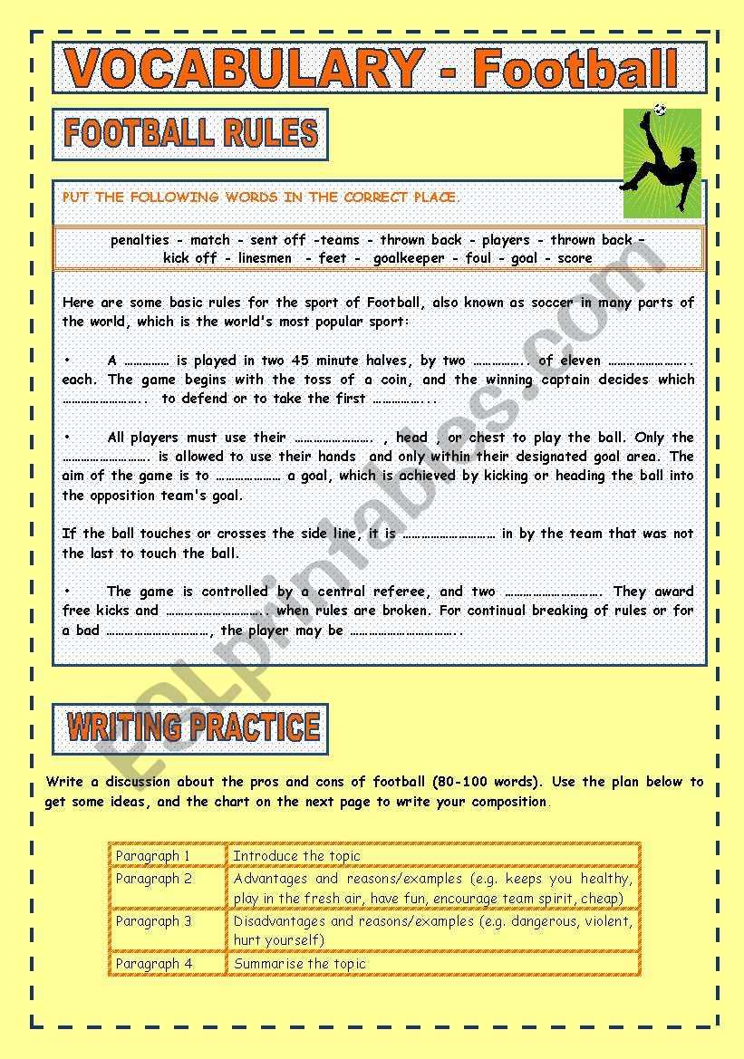 Football Vocabulary and Writing Practice