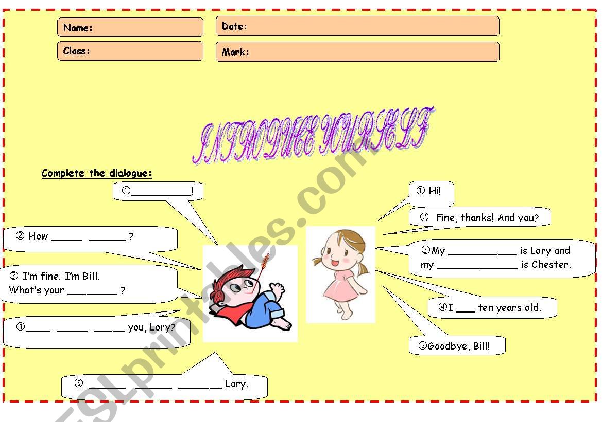 introduce yourself worksheet