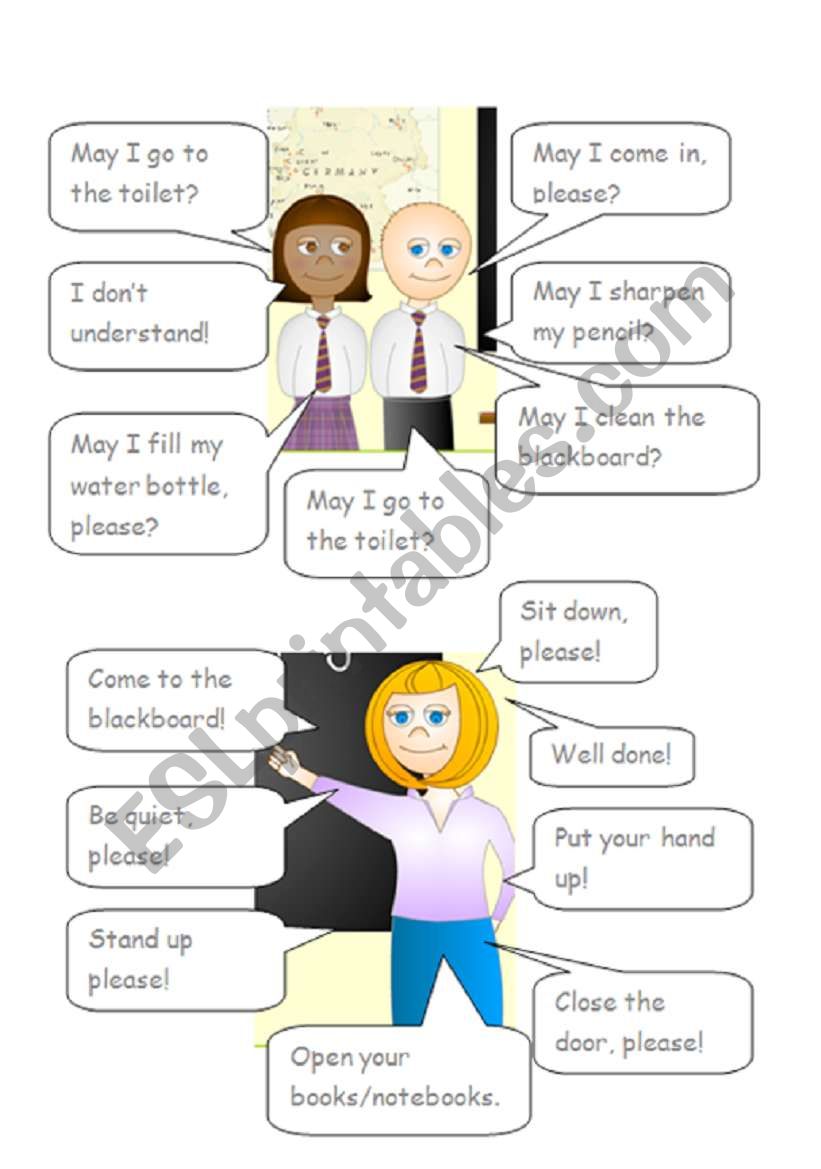 Classroom language worksheet