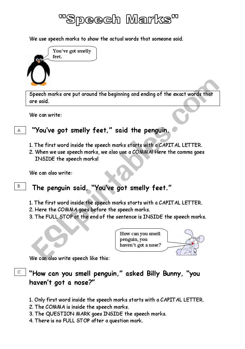 Speech Marks worksheet