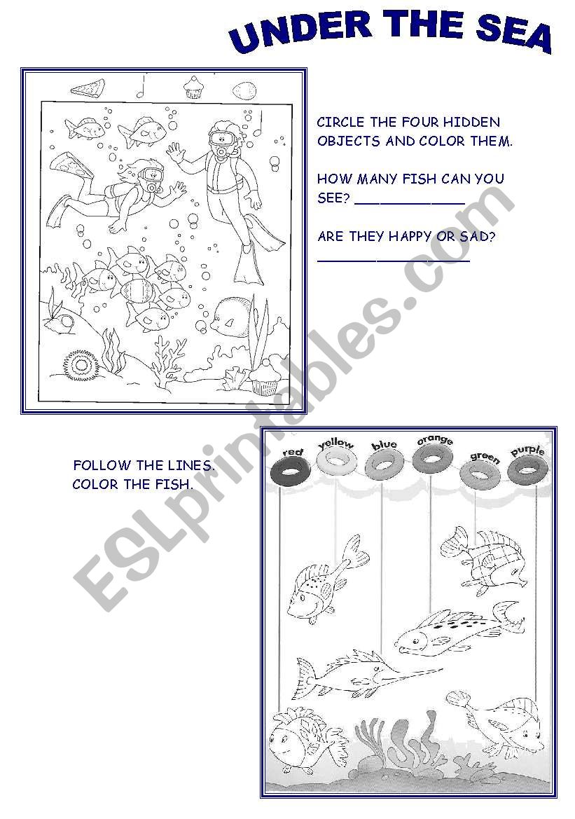 UNDER THE SEA worksheet