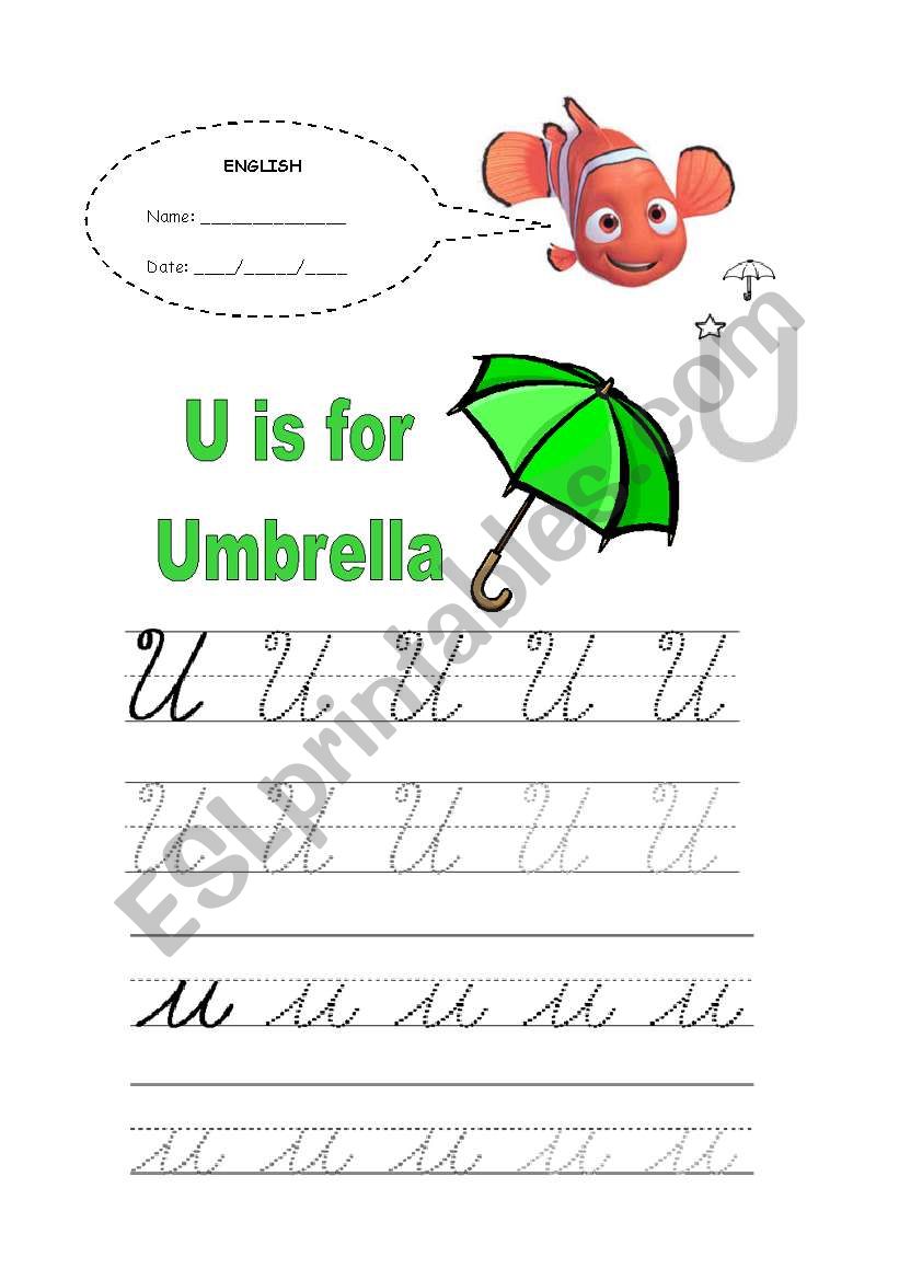 Letter U worksheet