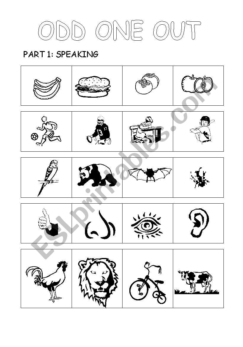 Odd one out worksheet