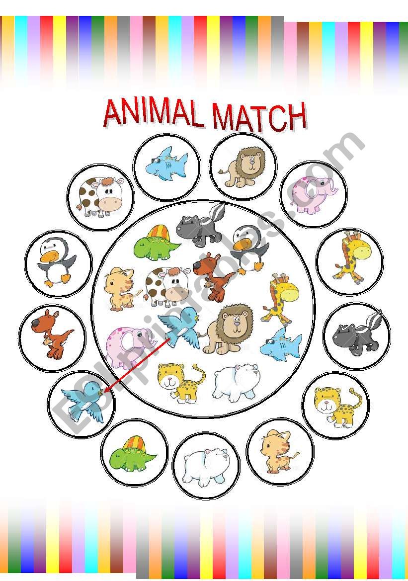 Animal match fun worksheet