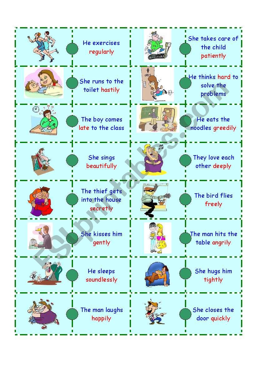 Adverb Domino-1 worksheet