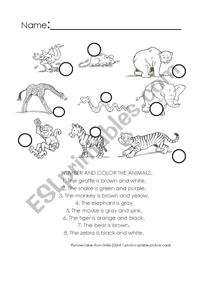 Color the animals worksheet