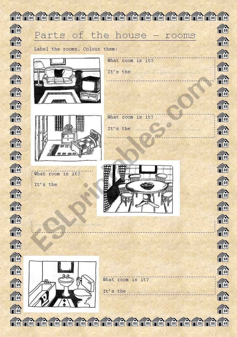 PARTS OF THE HOUSE worksheet