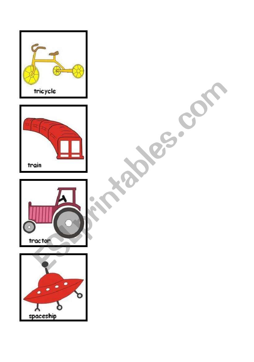 transports cards worksheet