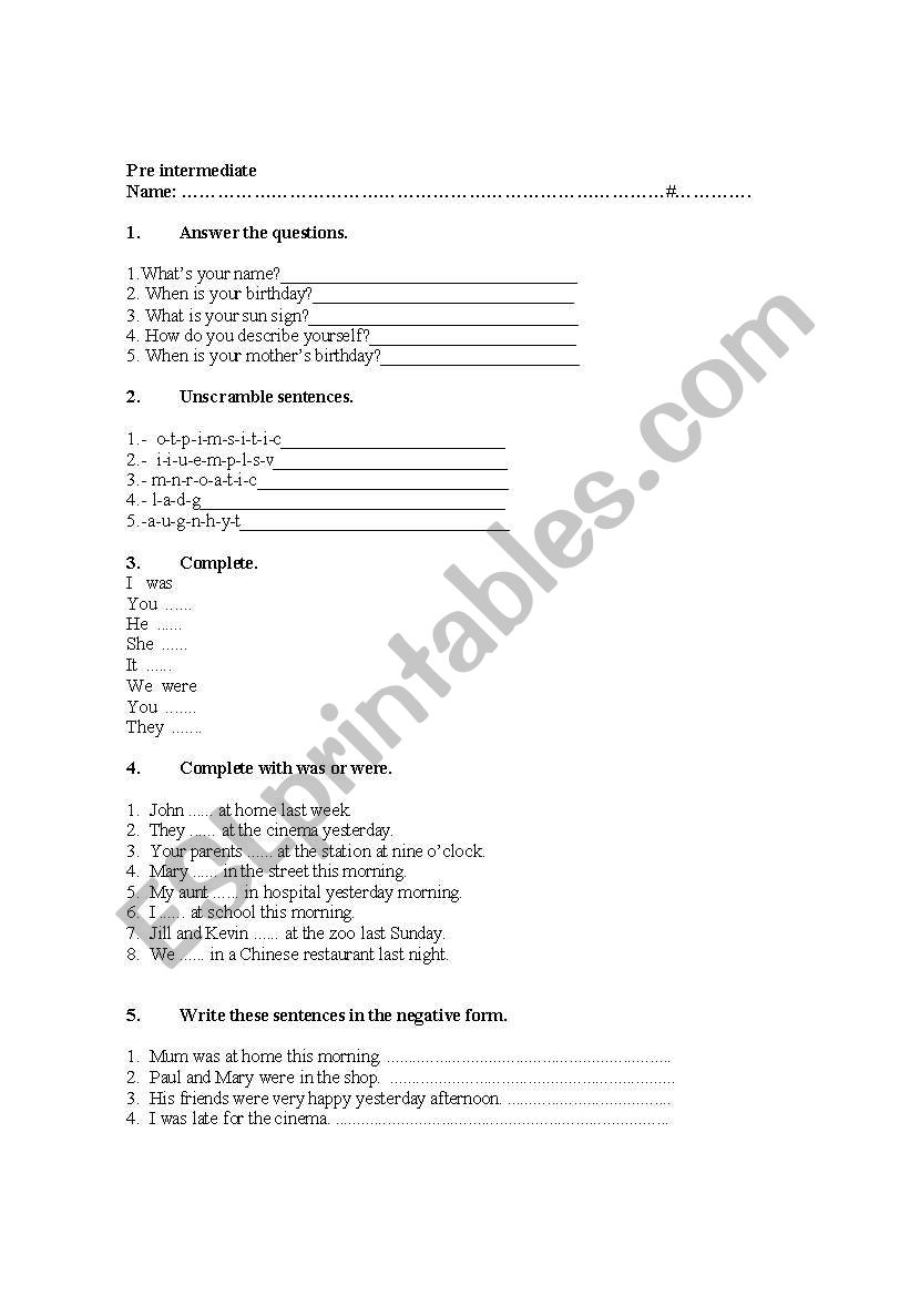 Adjectives and Simple past exercises