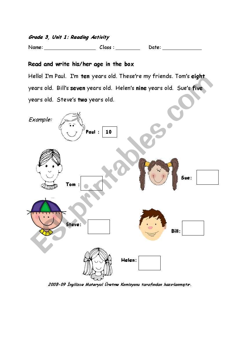 numbers worksheet