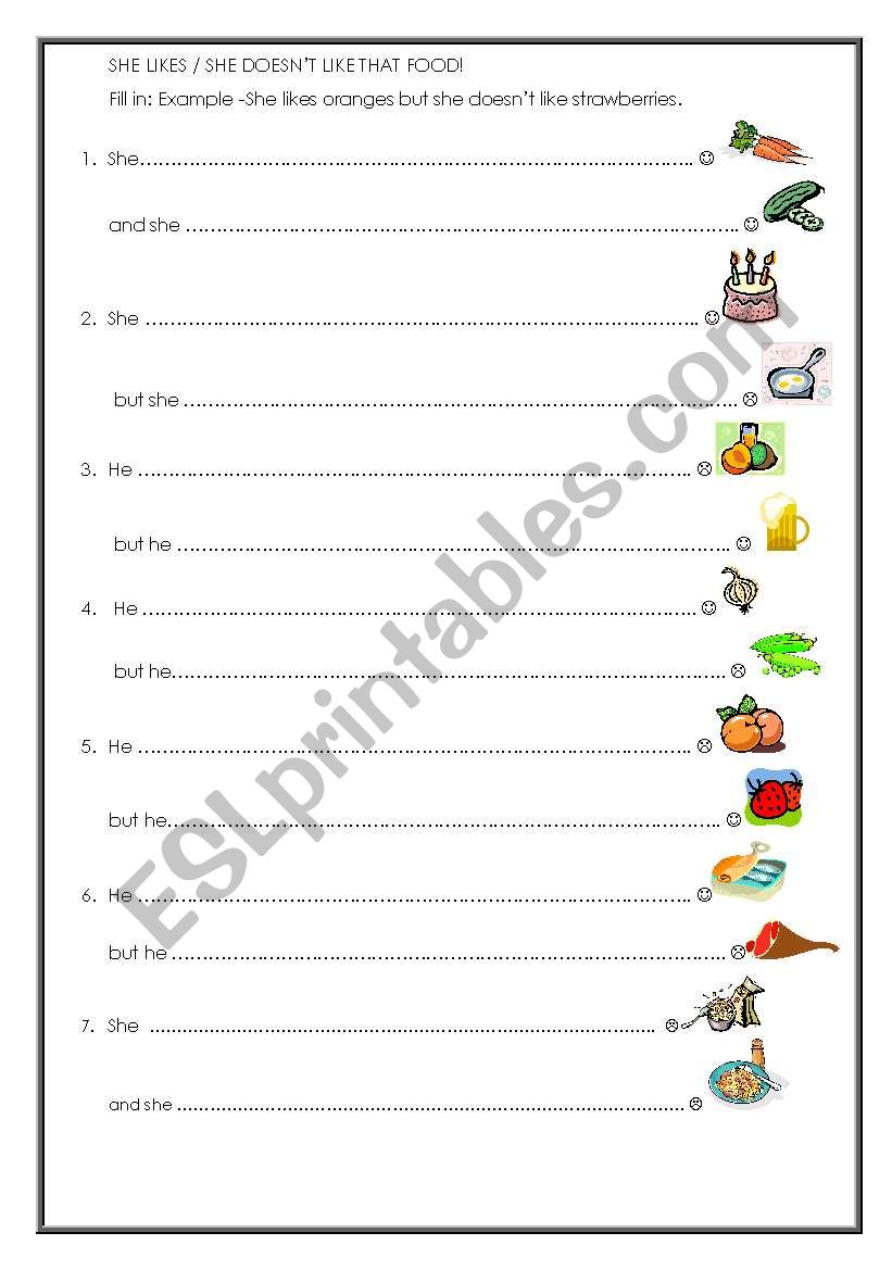 She likes that food! worksheet