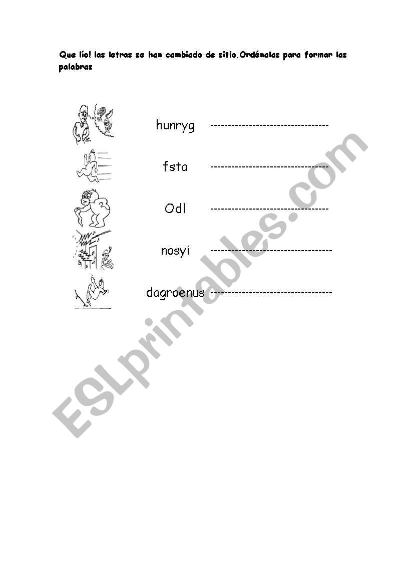 Adjetives worksheet