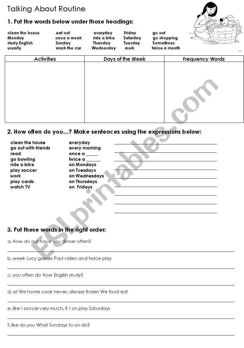 Talking About Routine worksheet
