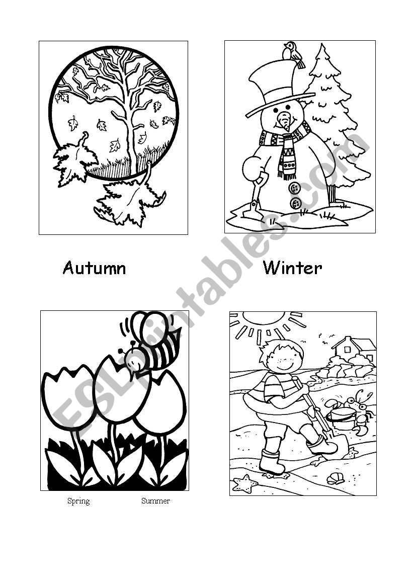 Download Seasons - colouring sheet - ESL worksheet by millmo