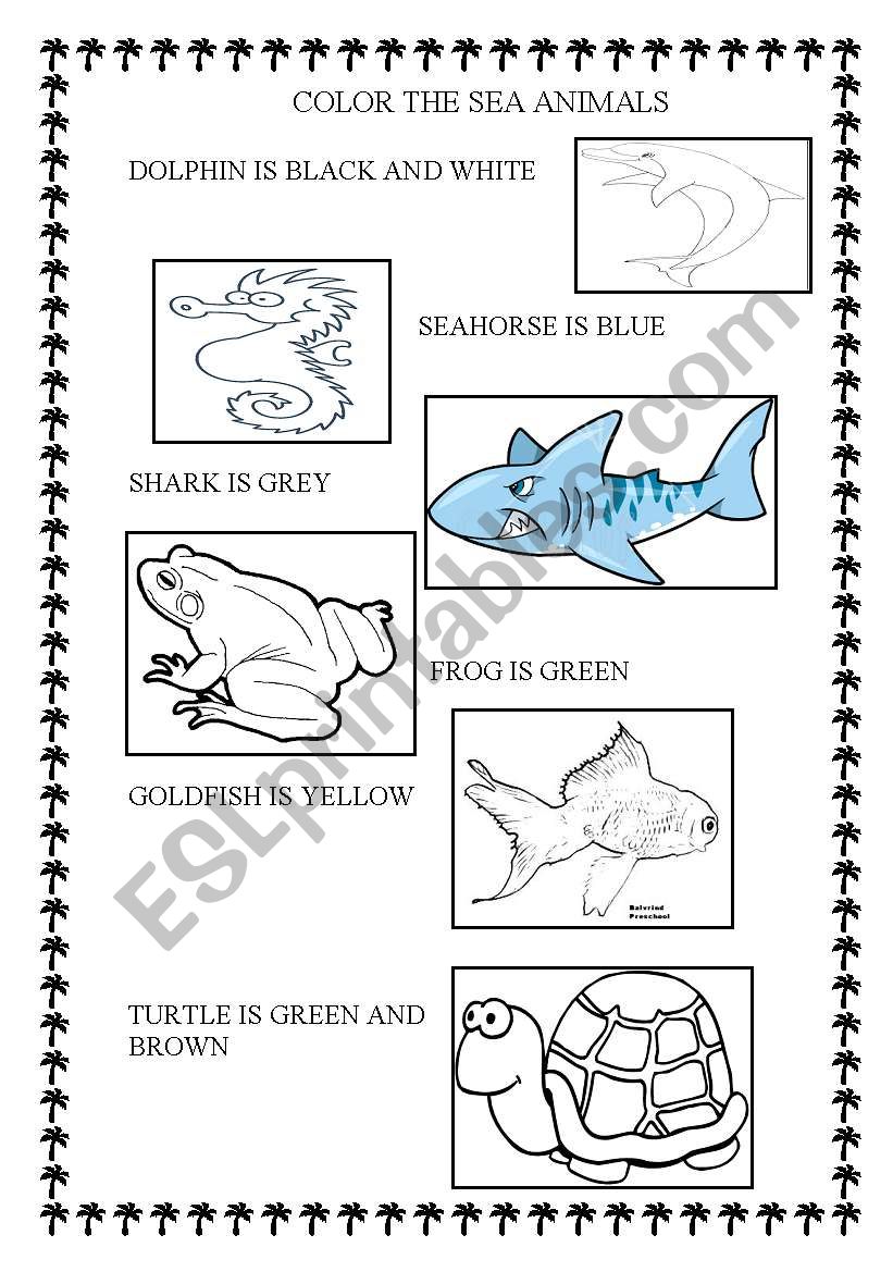 Sea animals worksheet