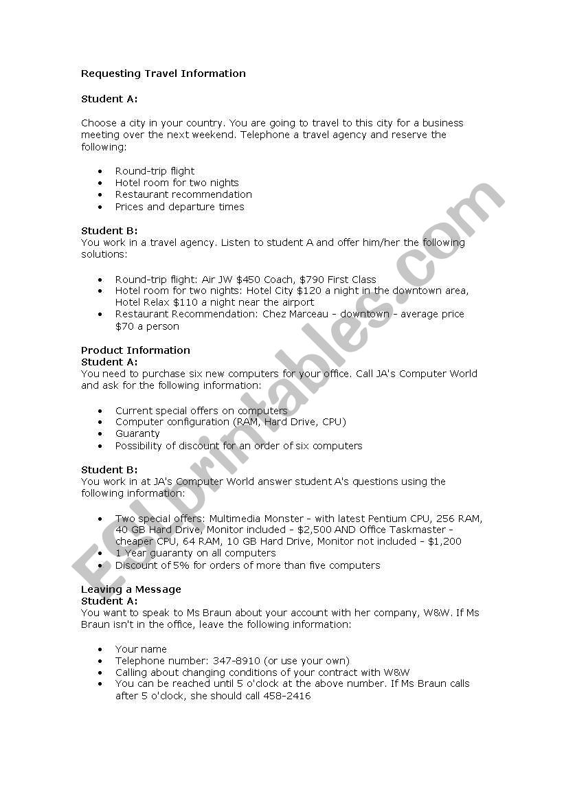 telephoning-roleplays-esl-worksheet-by-jjmartin