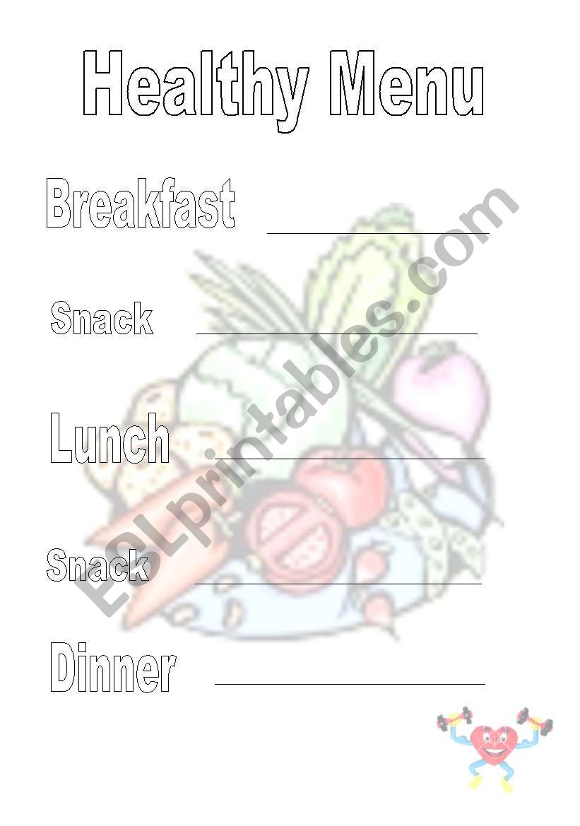 Healthy Menu worksheet