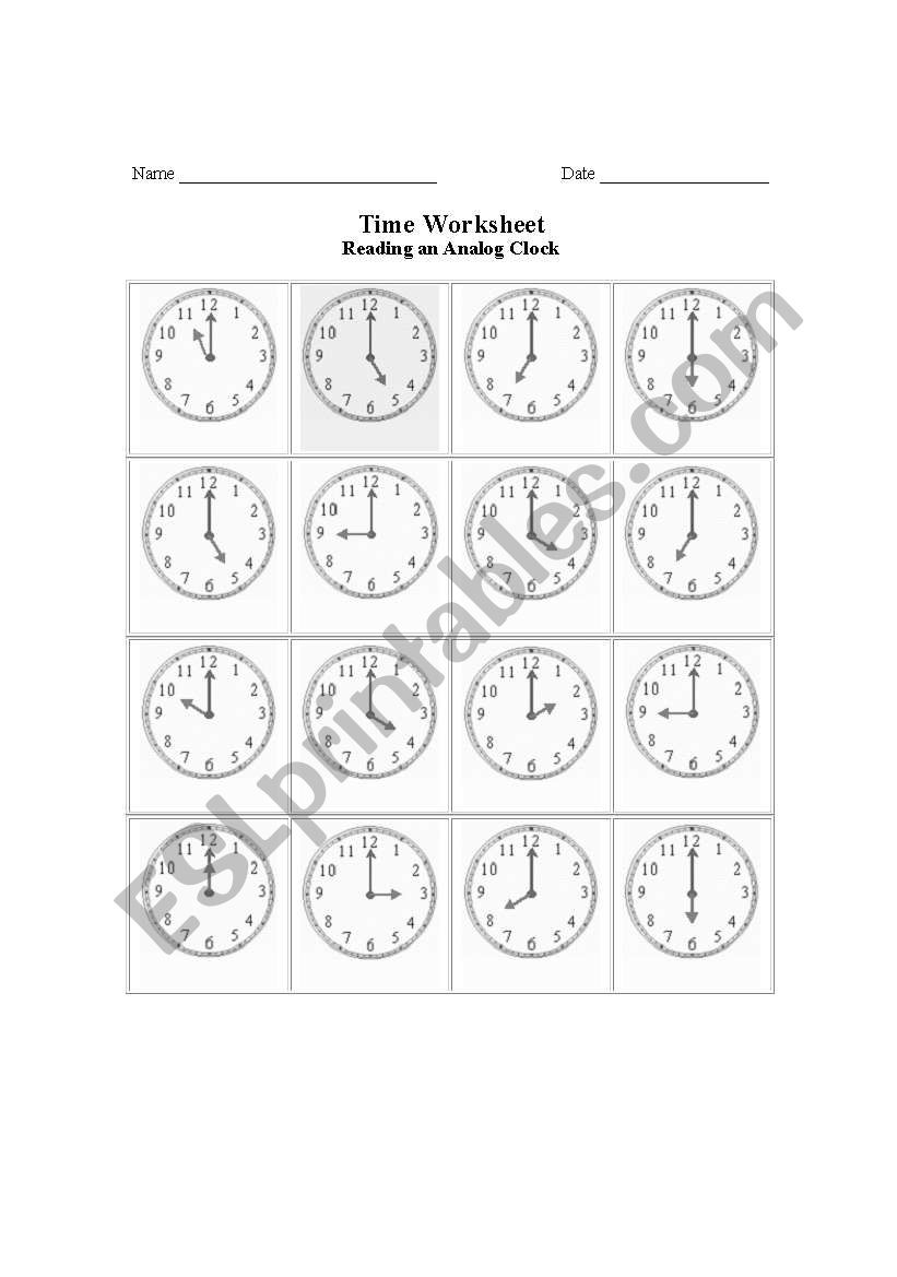 time  worksheet