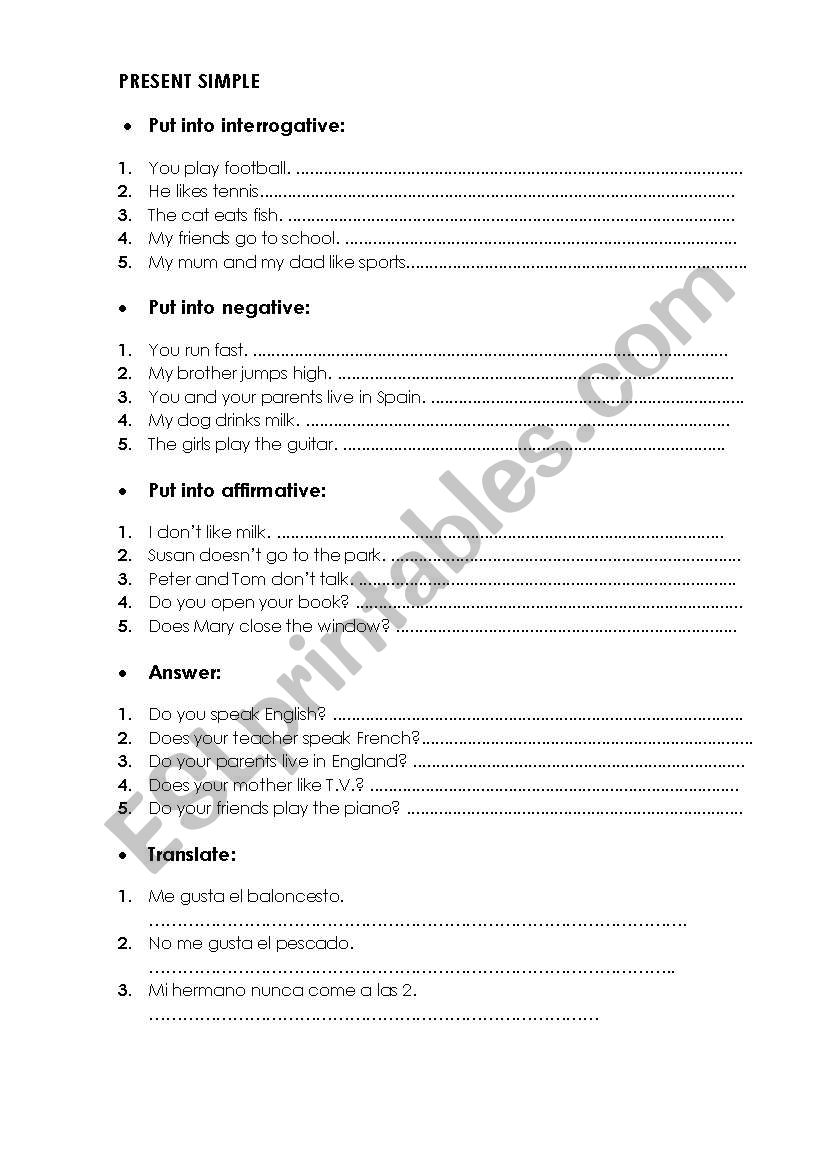 Present Simple worksheet