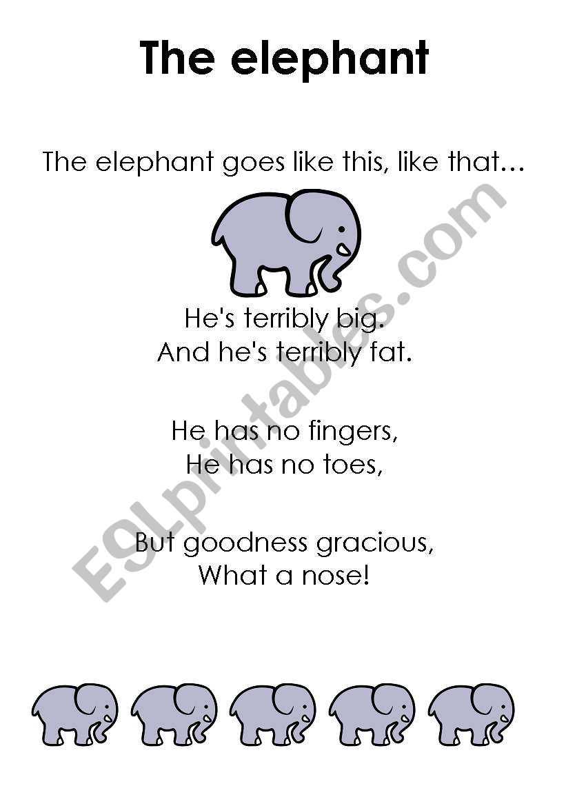 The elephant song worksheet