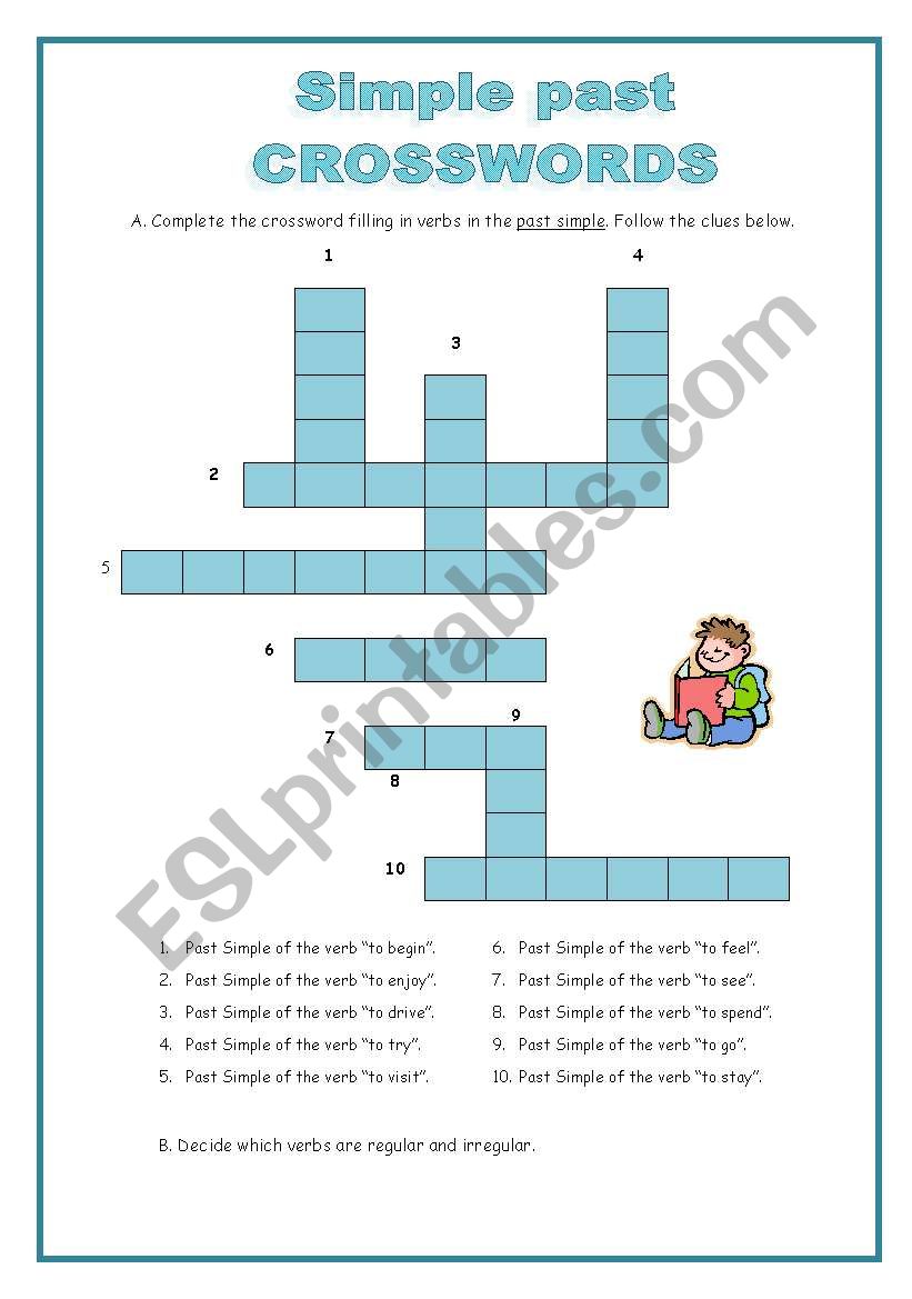 Simple past - crosswords worksheet