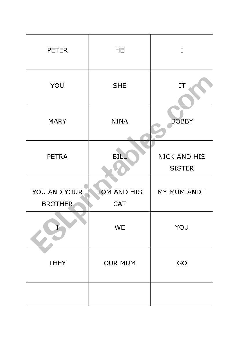 PRESENT SIMPLE GAME worksheet