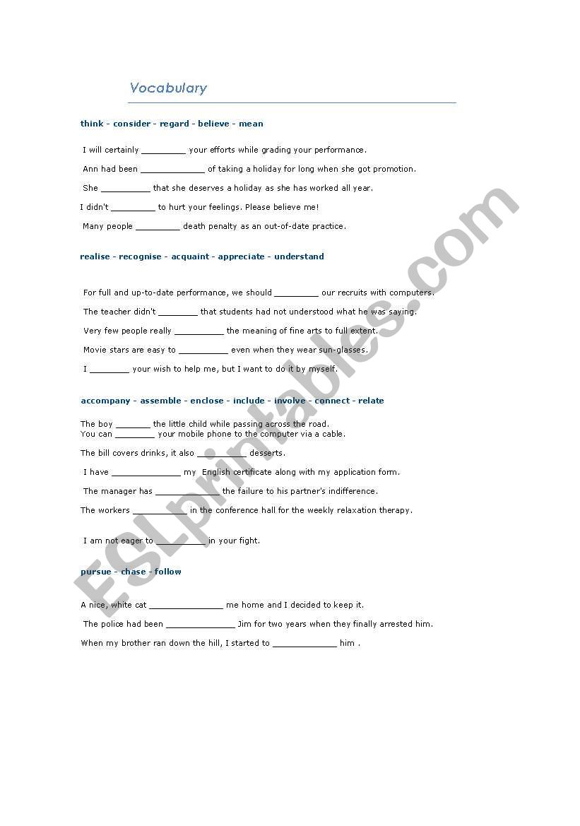 FCE Vocabulary worksheet