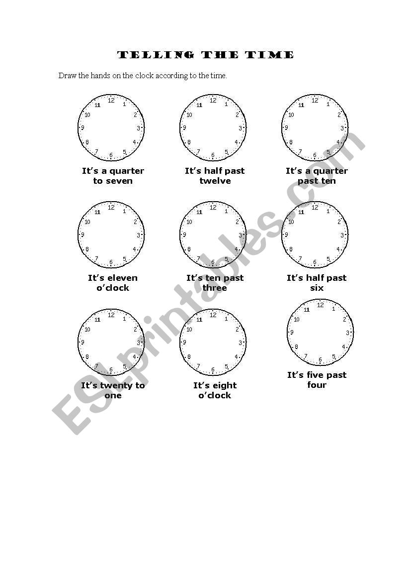 Telling the time worksheet