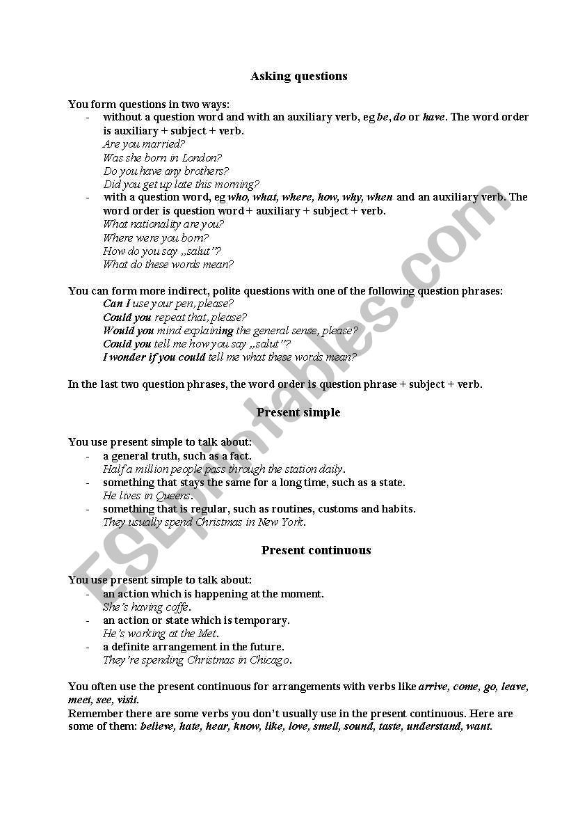 GRAMMAR worksheet