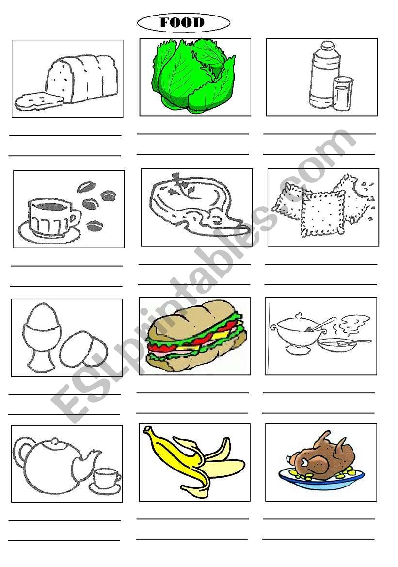 Food lesson to fill worksheet