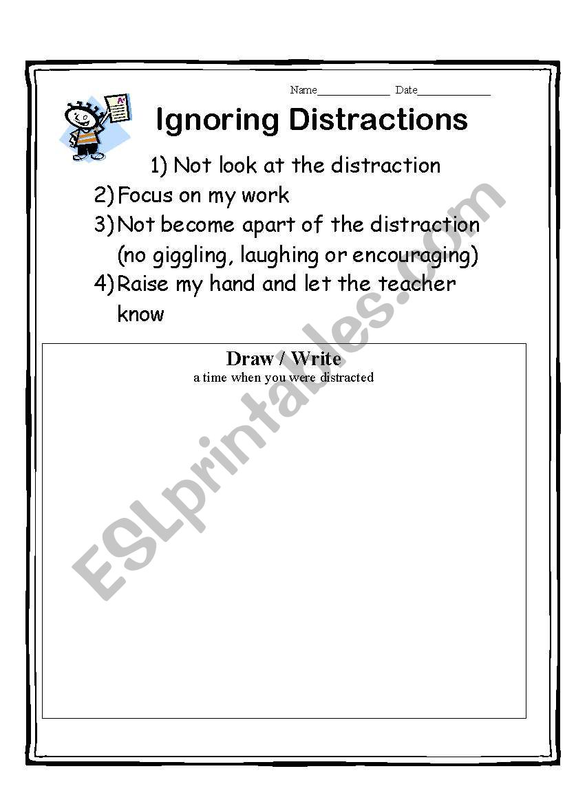 Ignoring Distractions Worksheet