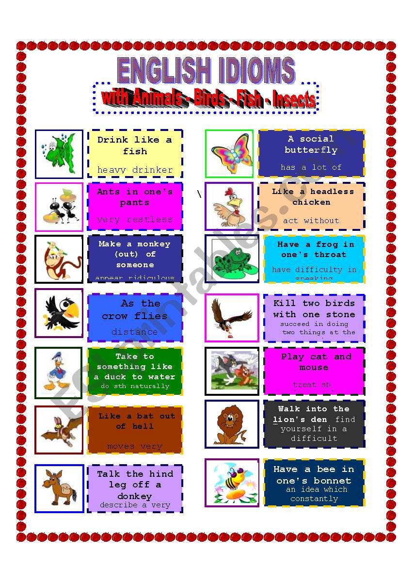 ENGLISH IDIOMS WITH ANIMAL! worksheet