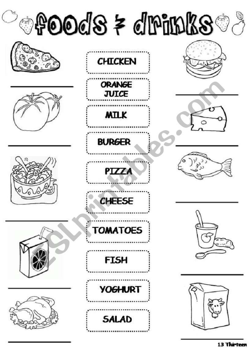 food & drinks worksheet