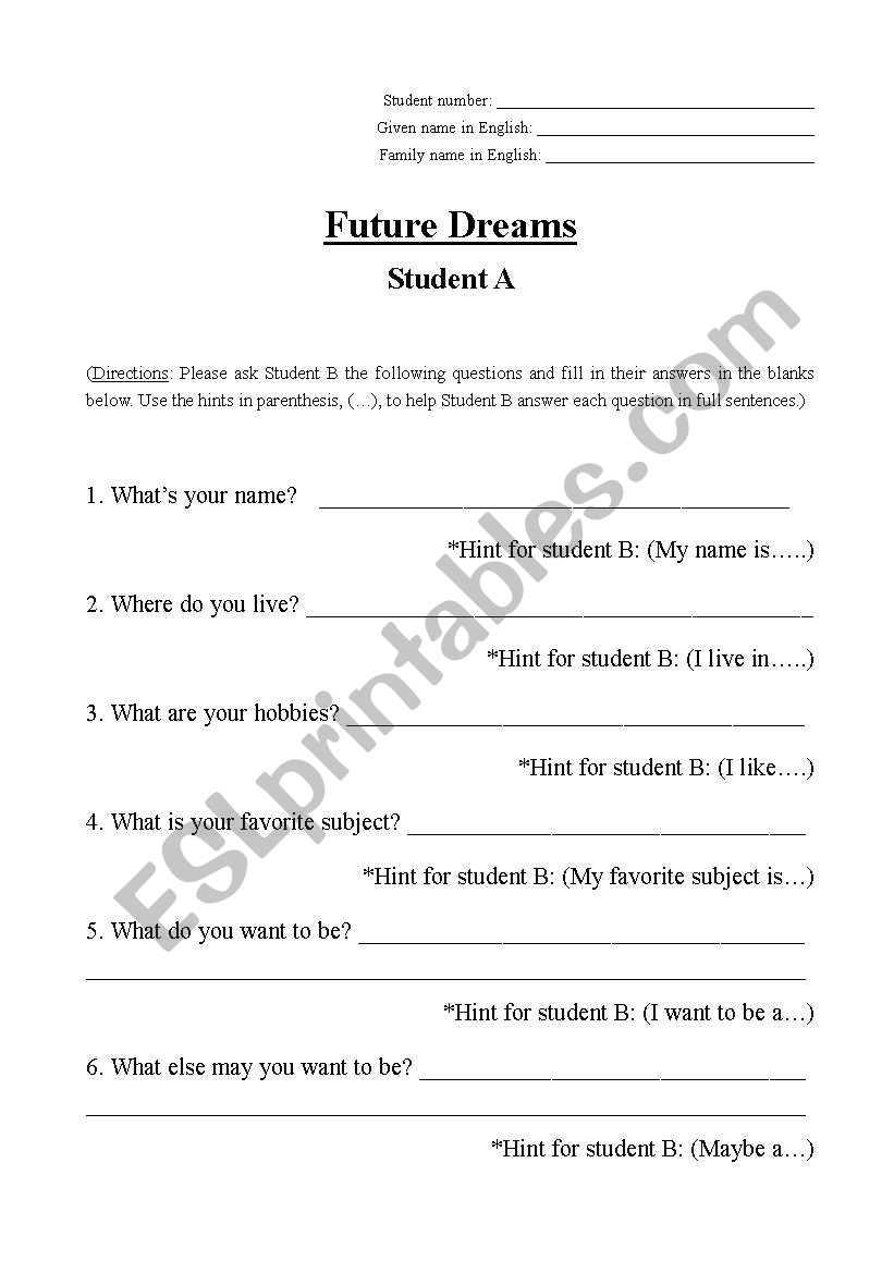 Conversation Practice: Future Dreams
