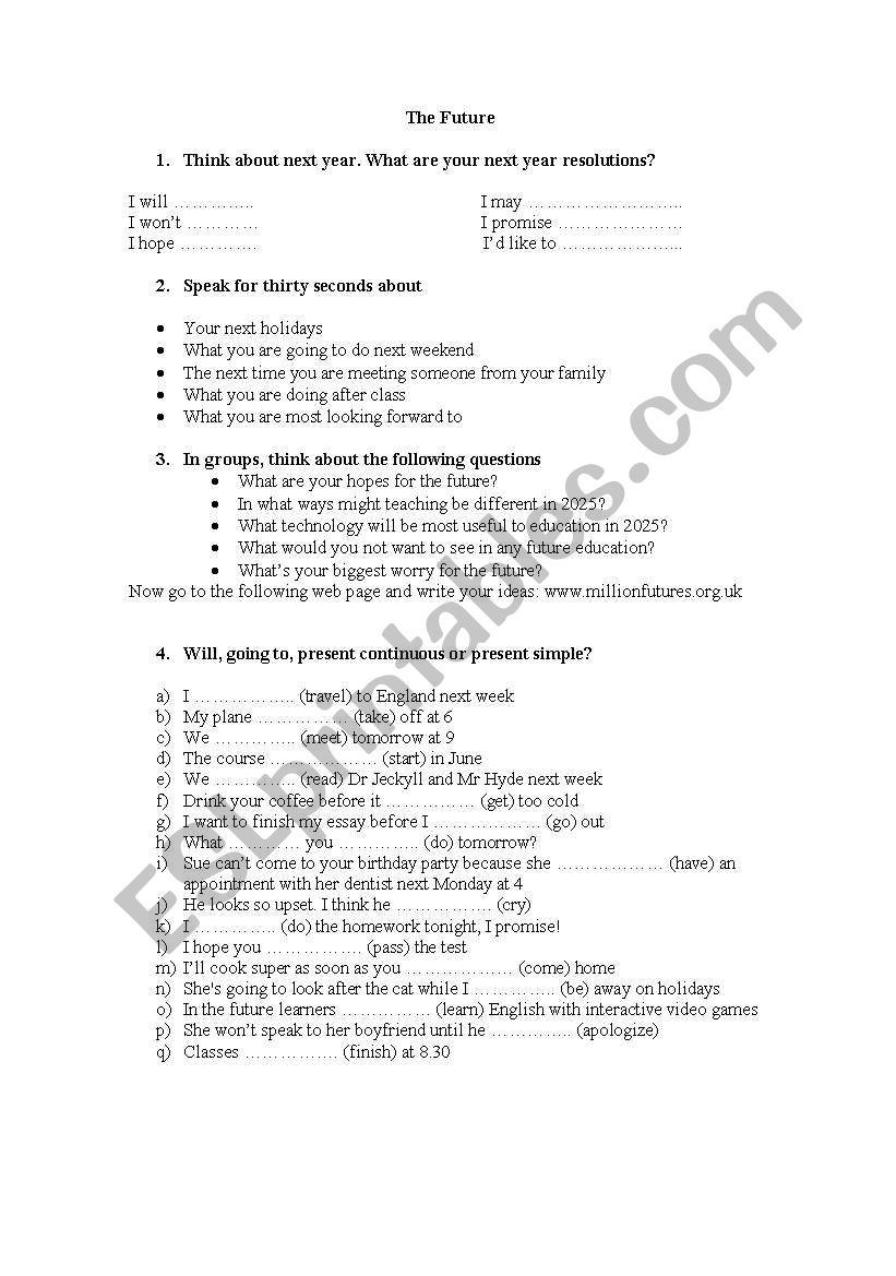 The Future tense worksheet