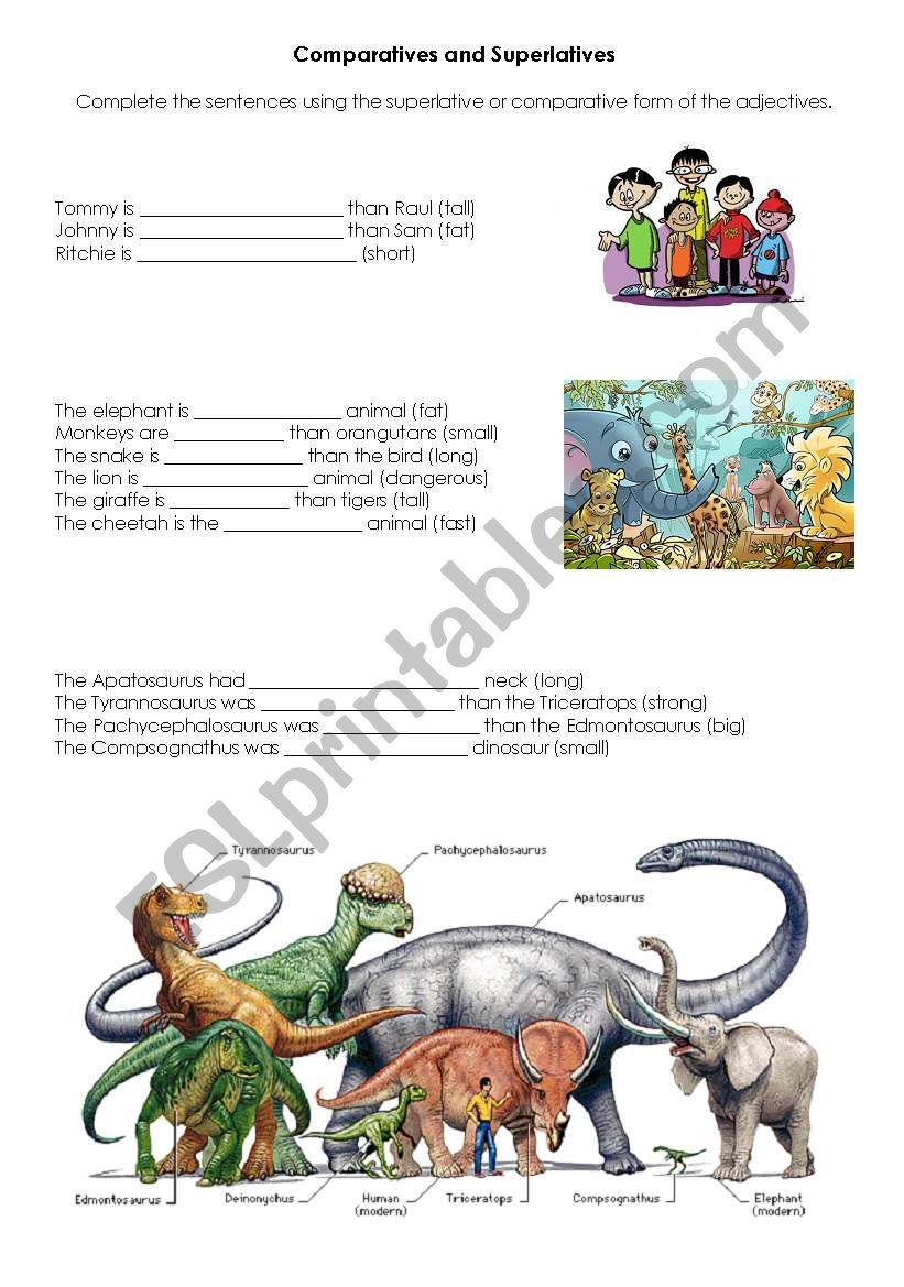 Comparatives and Superlatives worksheet