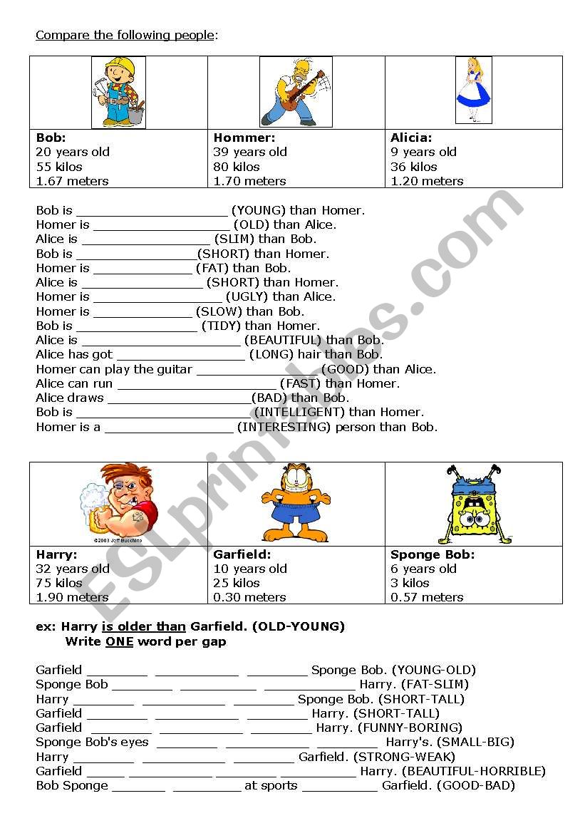 Lets compare! worksheet