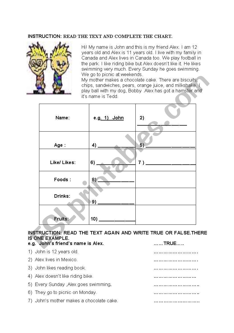 Simple Present Reading  worksheet