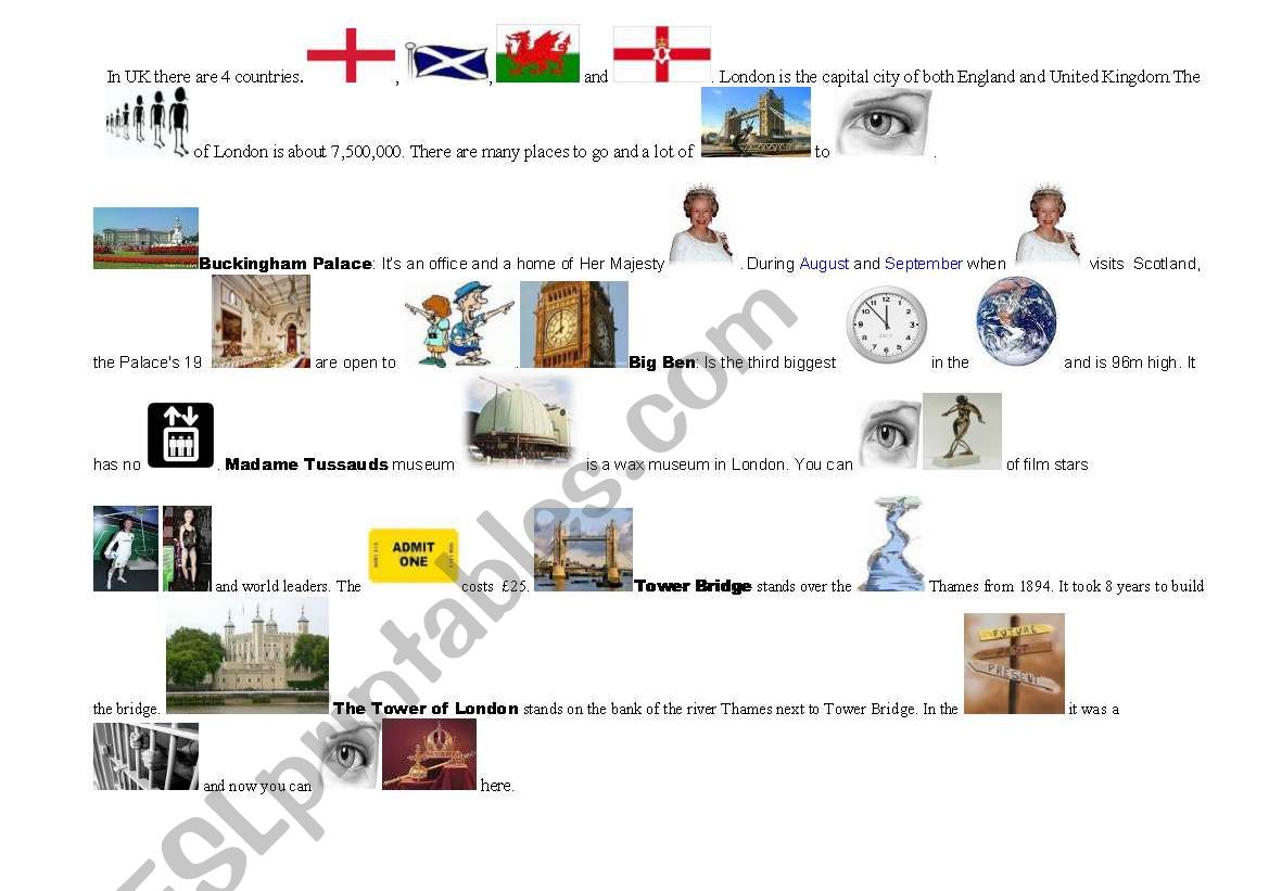 London- Speaking pictures worksheet