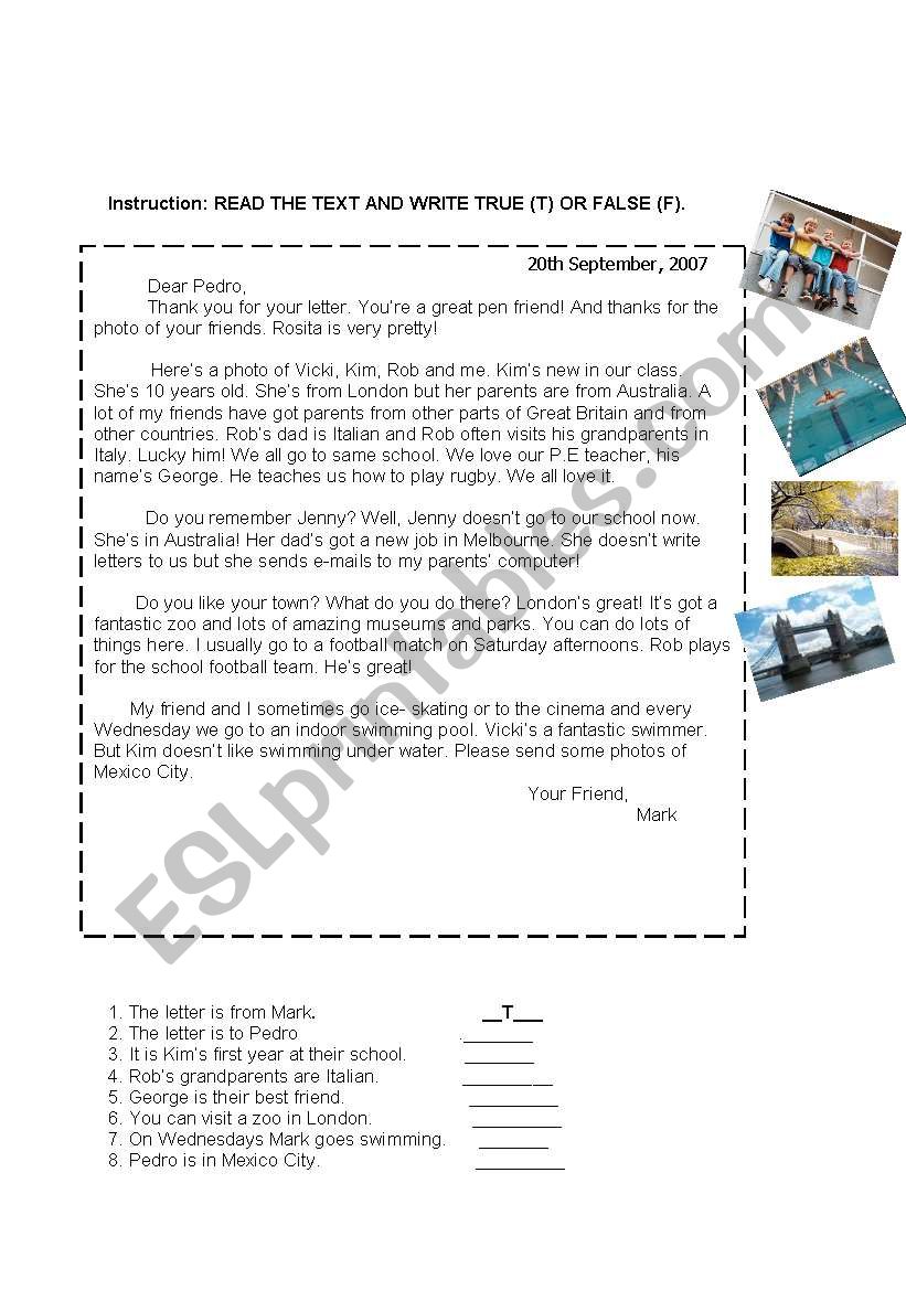 Letter worksheet