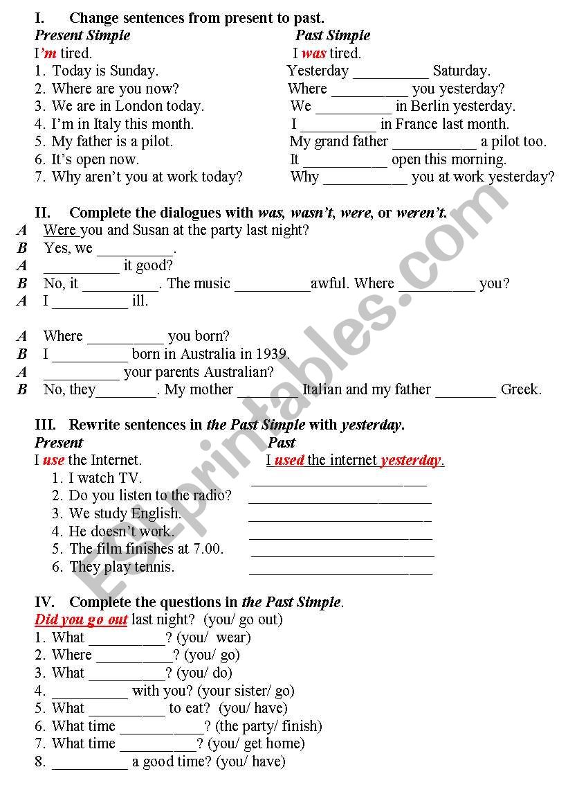 Past Simple worksheet