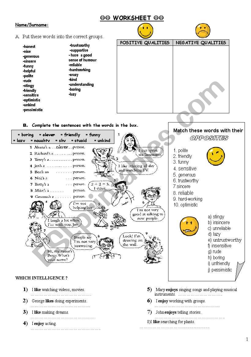ADJECTIVES AND MODALS worksheet