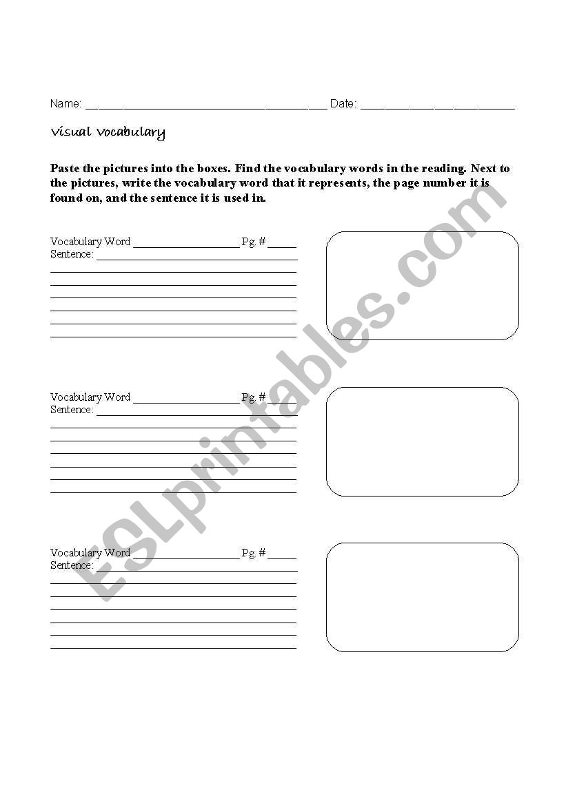 Visual Vocabulary worksheet
