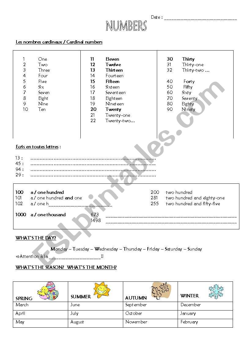 NUMBERS + the DATE worksheet