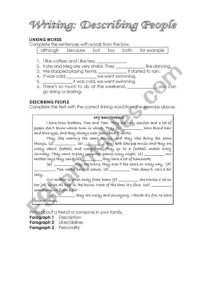 Describing People worksheet