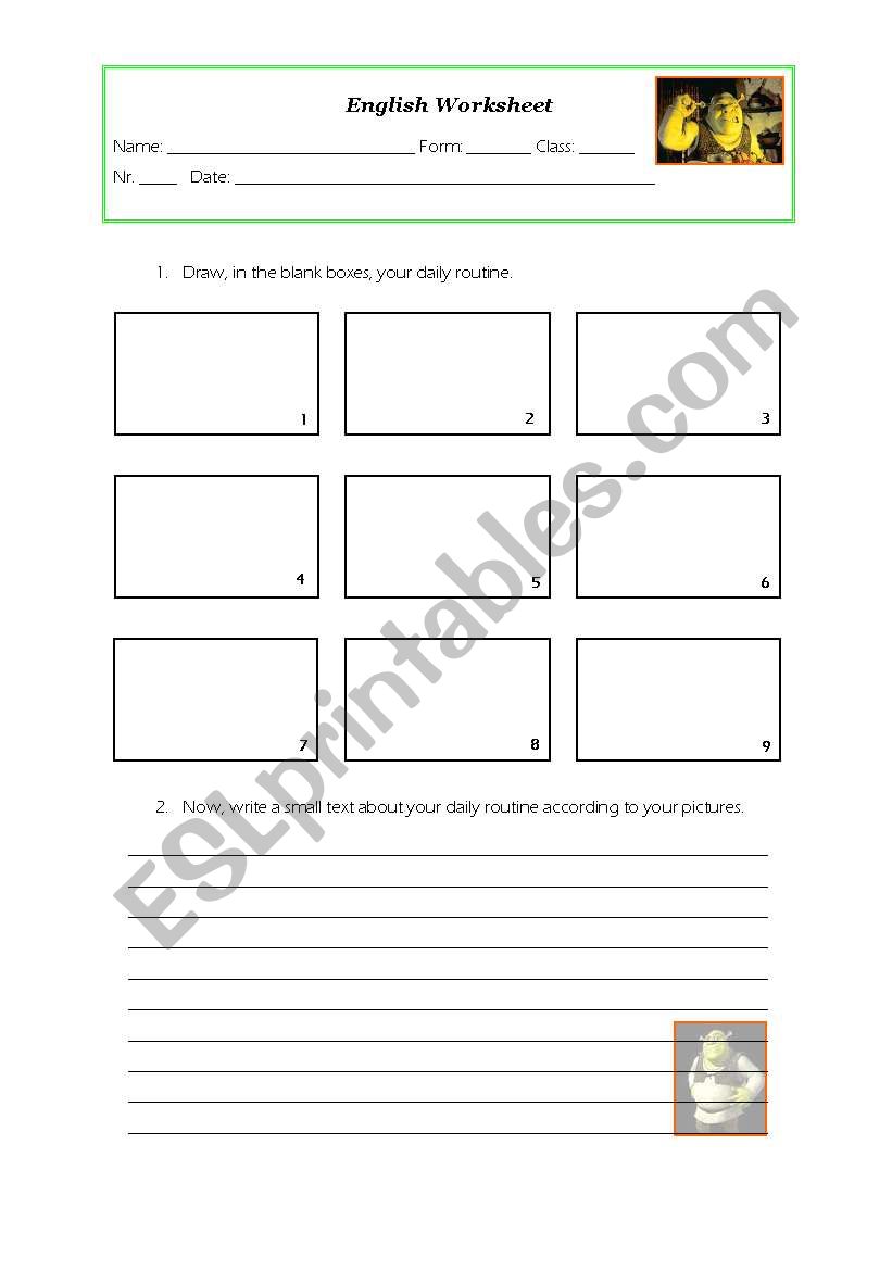 daily routine worksheet