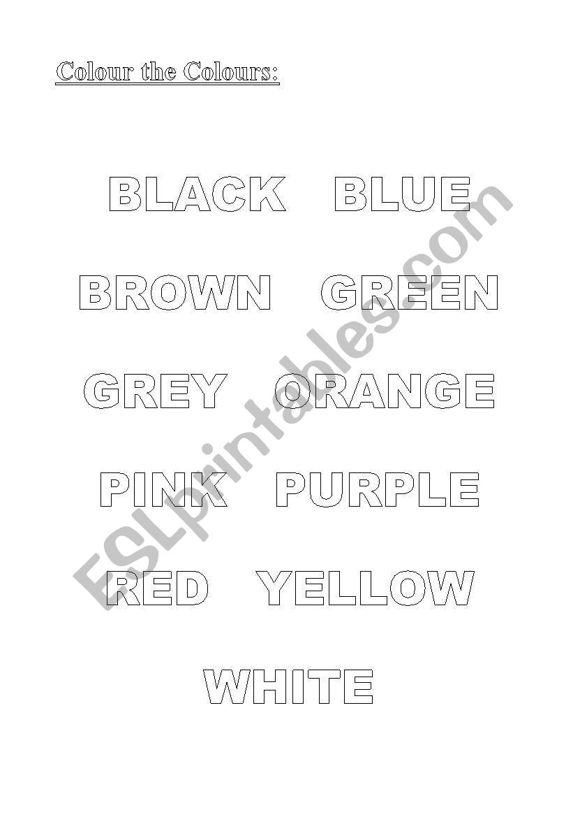 Colour the Colours worksheet